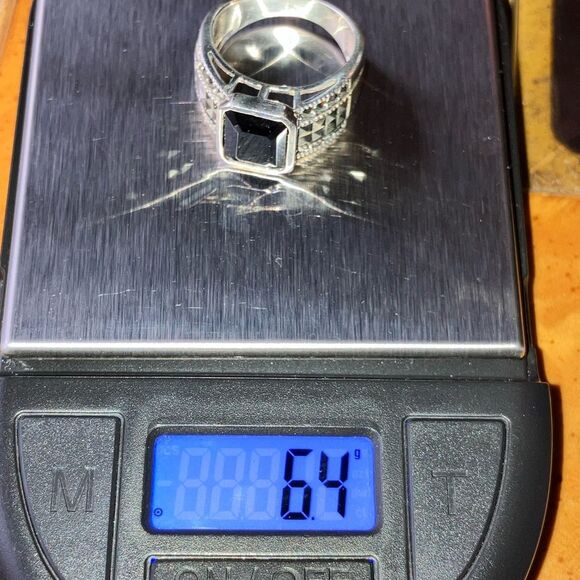 Natural Black Spinel Marcasite Sterling Silver Ring Size 7 - Picture 10 of 10